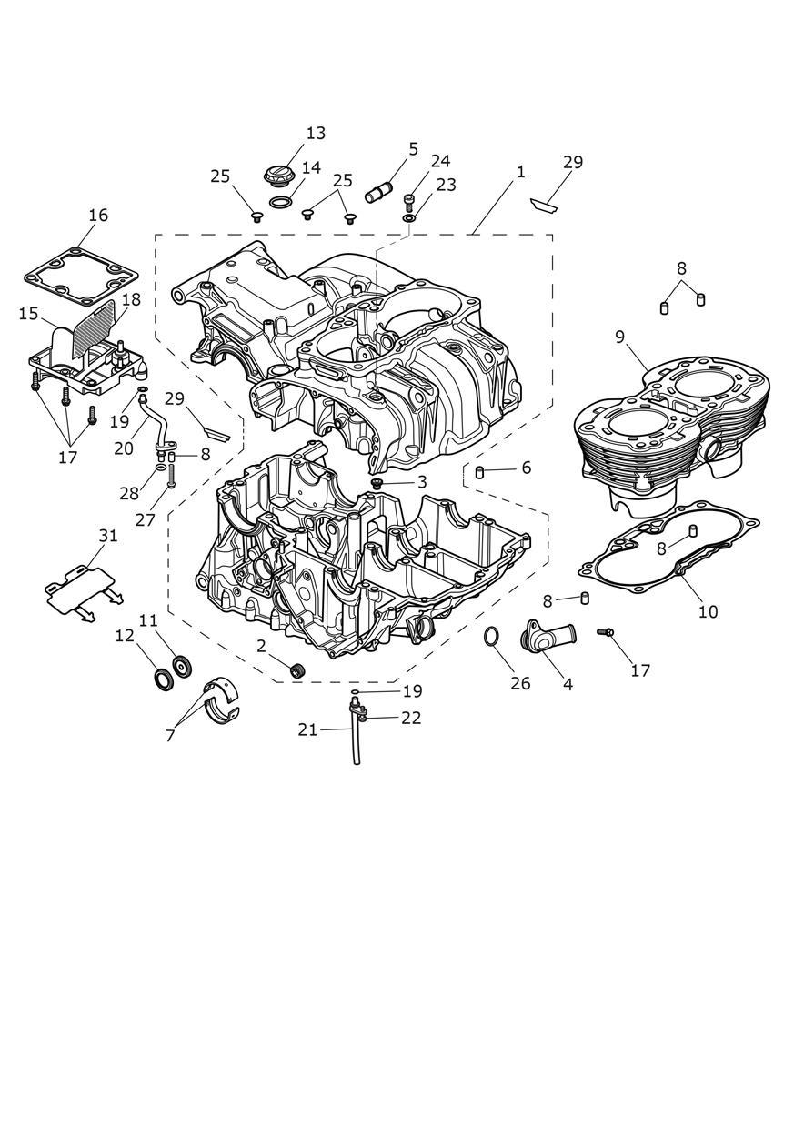 Crankcase & Fittings exploded diagram