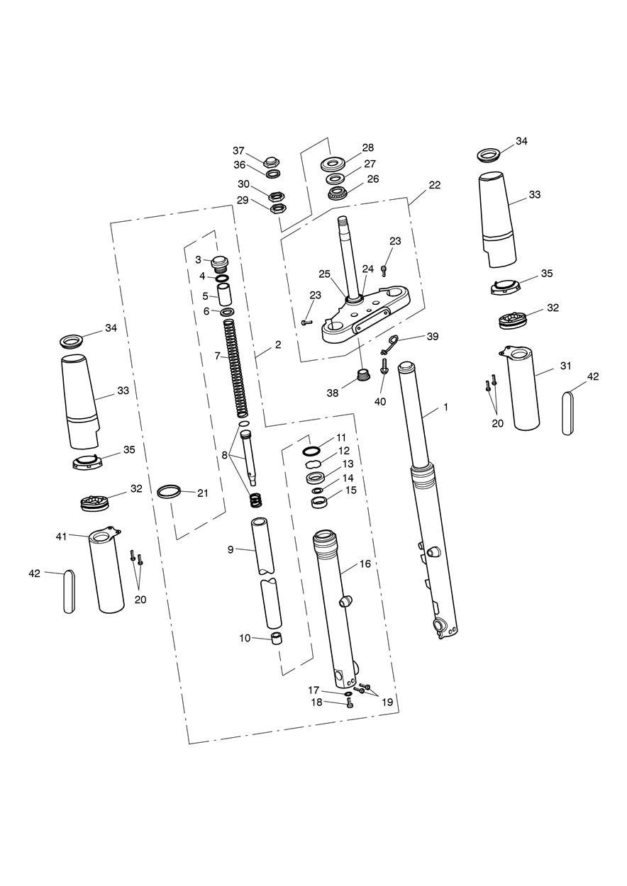 Front Forks & Lower Yoke exploded diagram