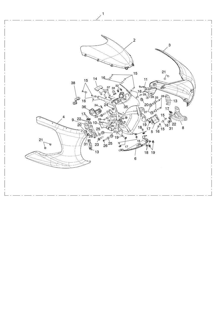 Front Fairing Kit, Painted exploded diagram