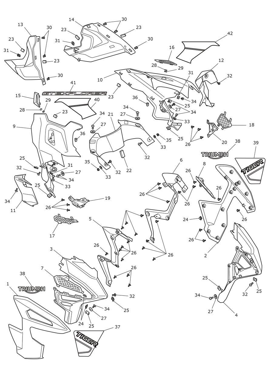 Side Fairings exploded diagram