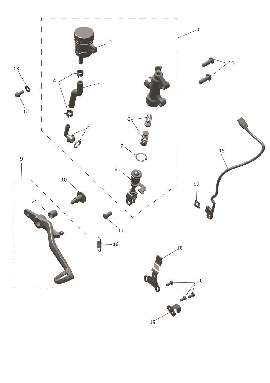 Rear Brake Master Cylinder exploded diagram