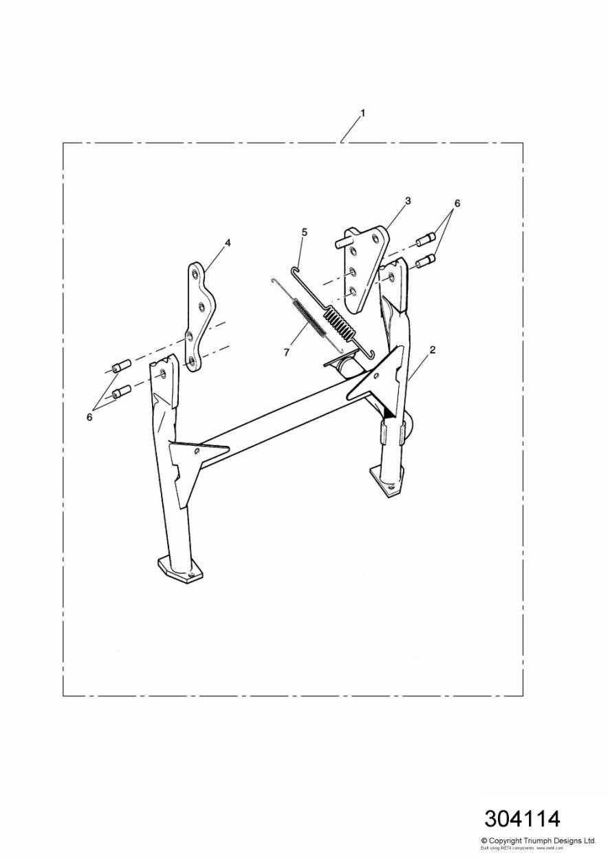 Centrestand DE,ES,IT,JP,NL,NZ,SE & UK exploded diagram