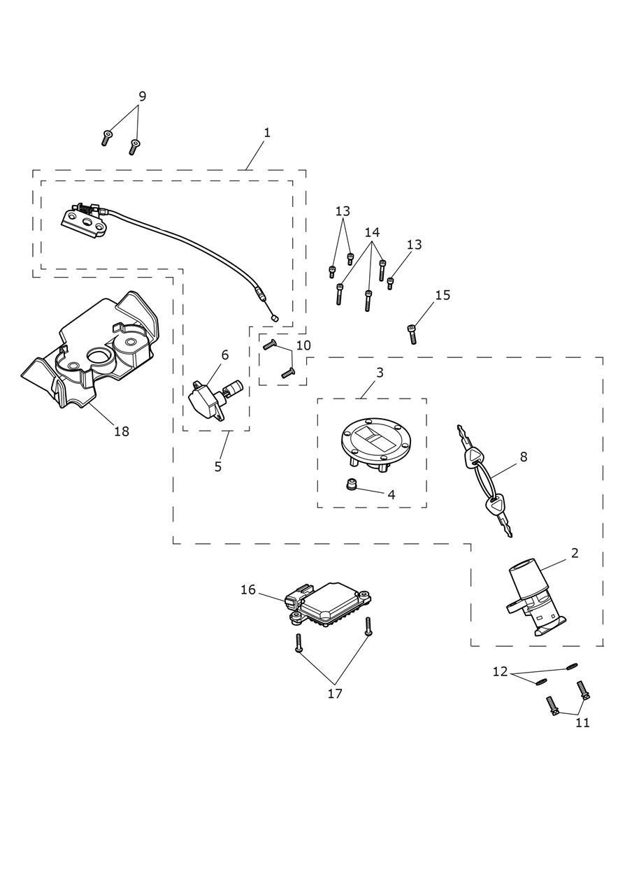 Ignition Switch & Lockset exploded diagram