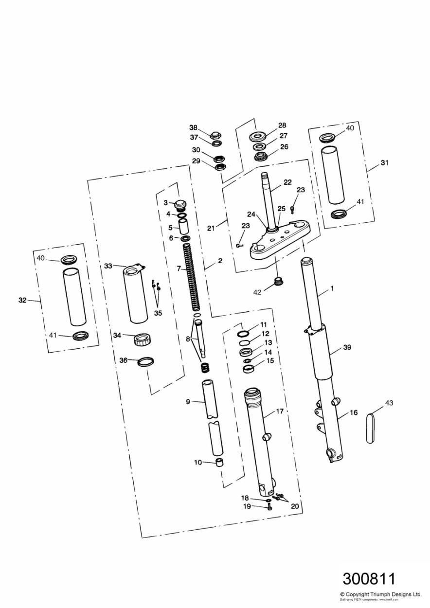 Front Forks & Lower Yokes exploded diagram