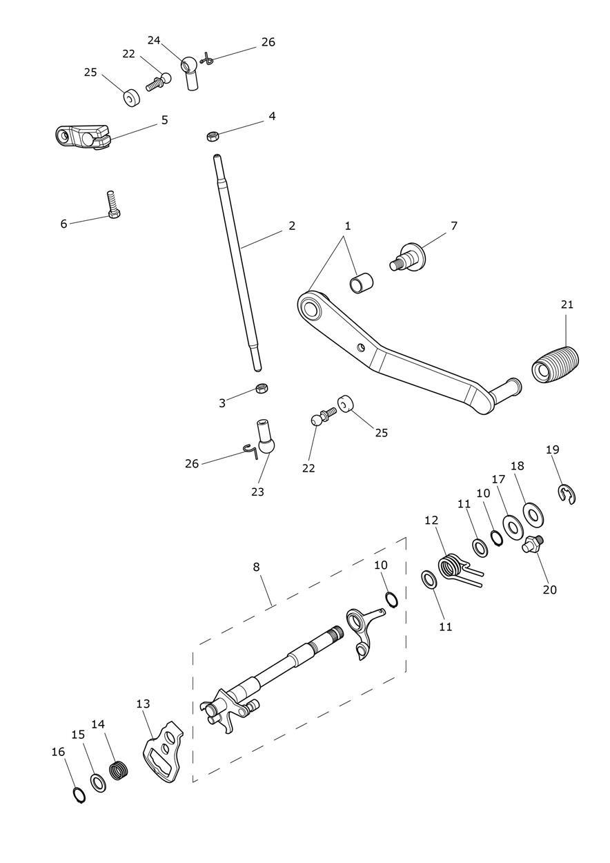 Gear Change Mechanism exploded diagram