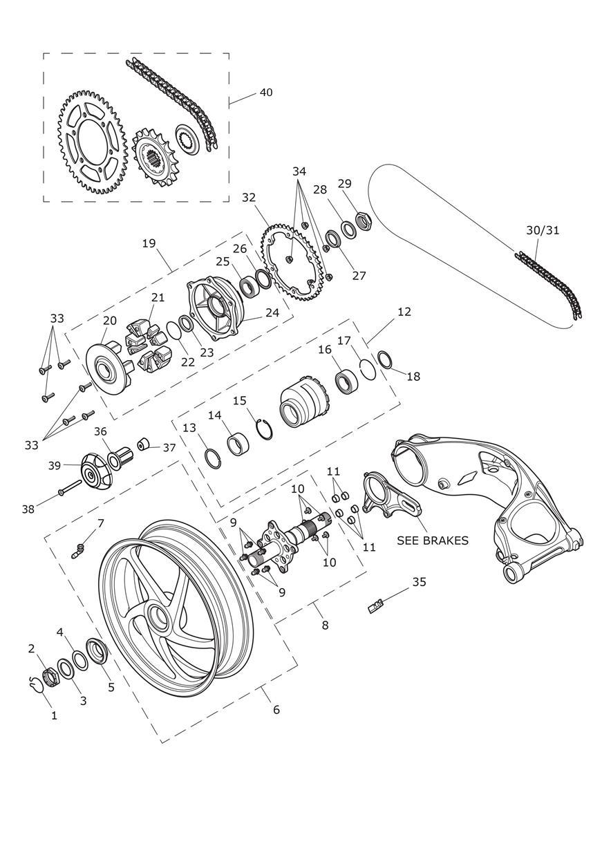 Rear Wheel & Final Drive exploded diagram