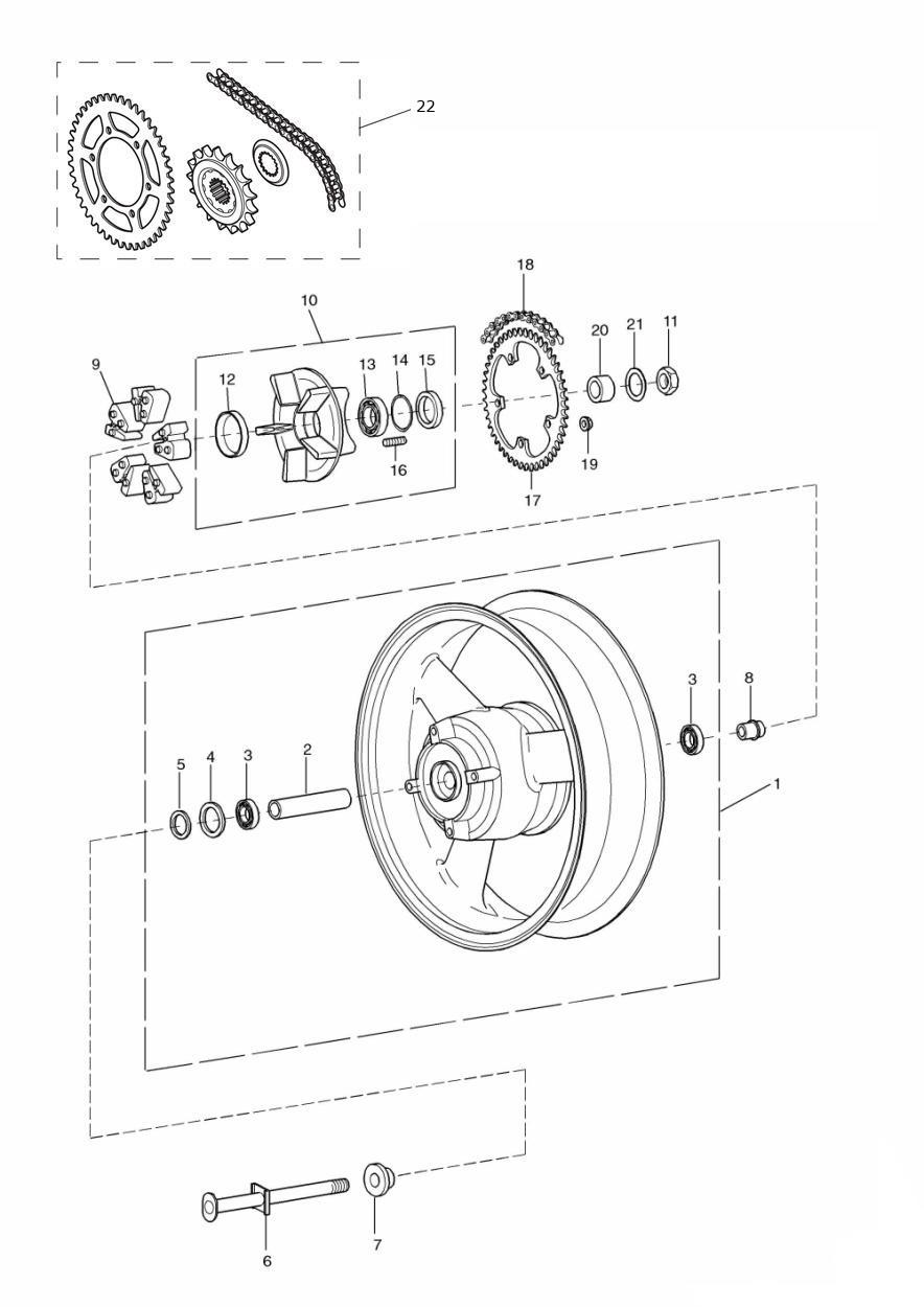 Rear Wheel/Final Drive exploded diagram