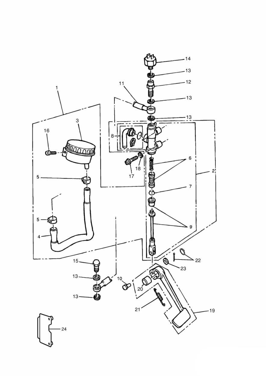 Rear Brake Master Cylinder exploded diagram