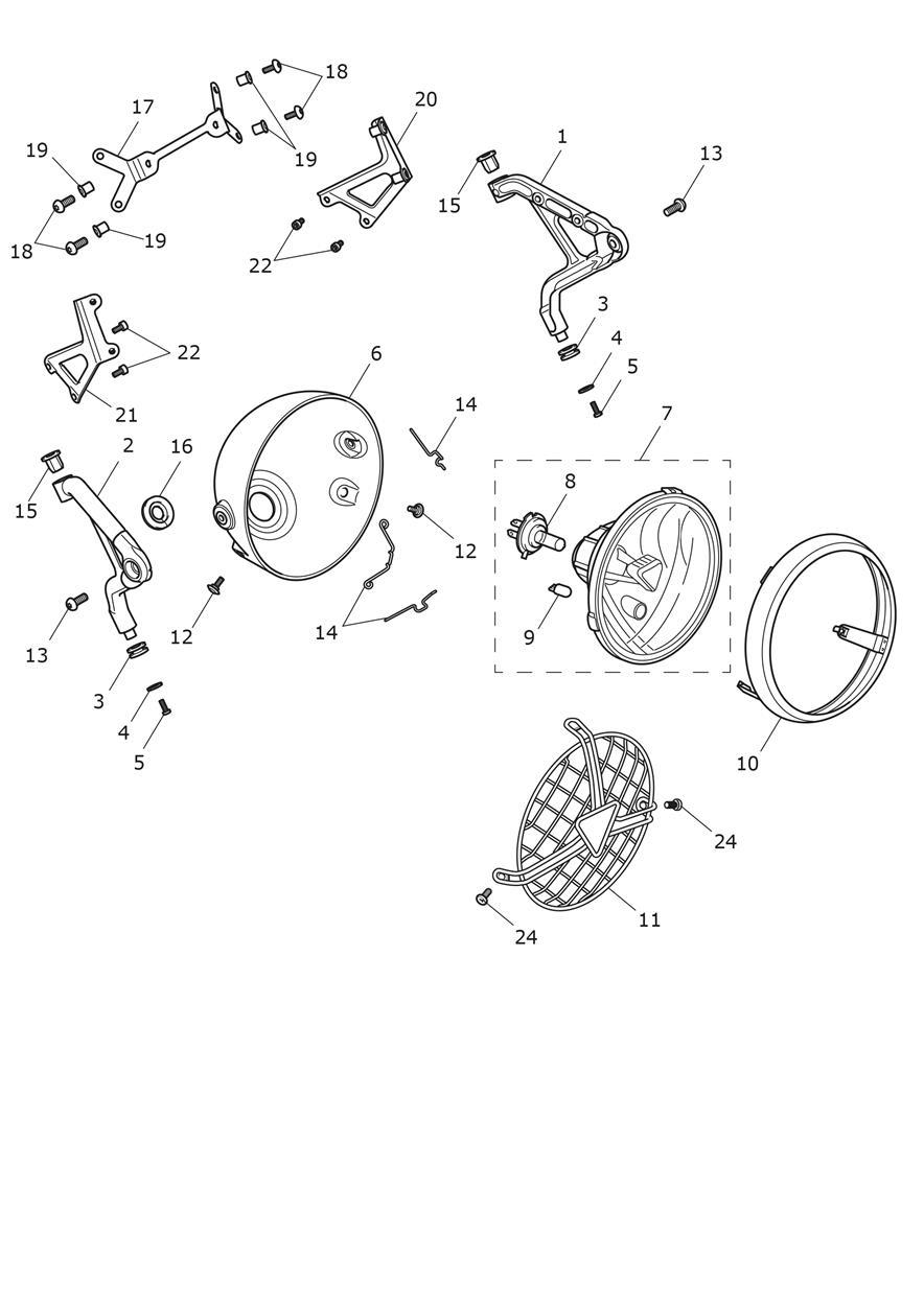 Headlights exploded diagram