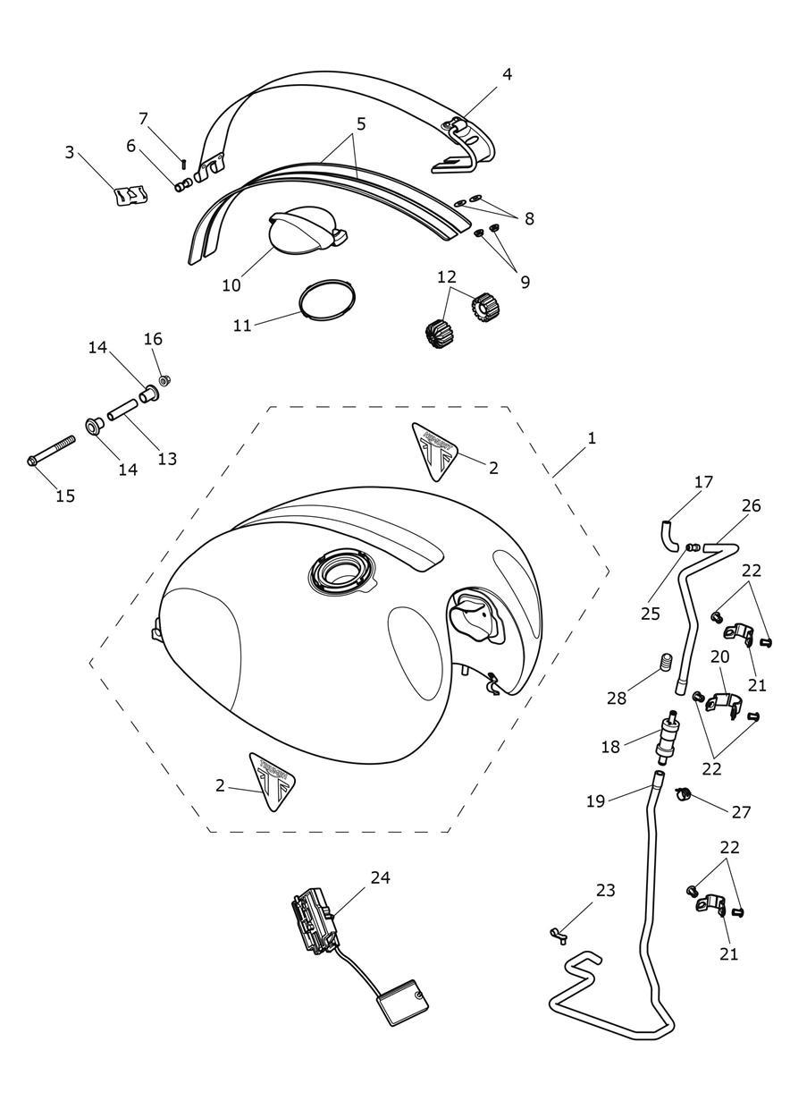 Fuel Tank - Sapphire Black exploded diagram