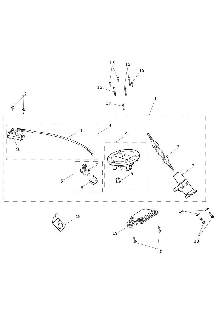 Ignition Switch & Lockset exploded diagram