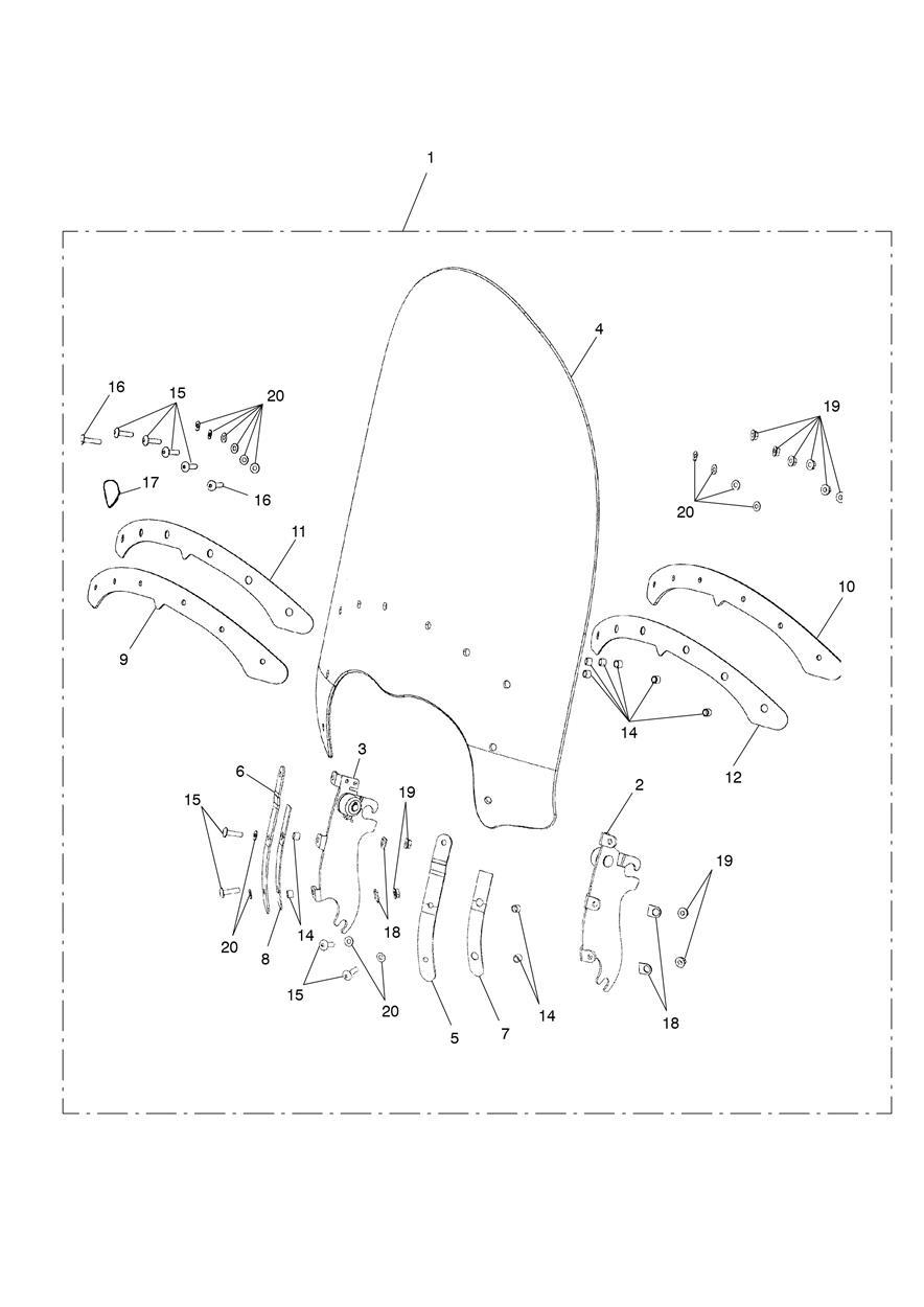 Q/R Roadster Screen Kit exploded diagram