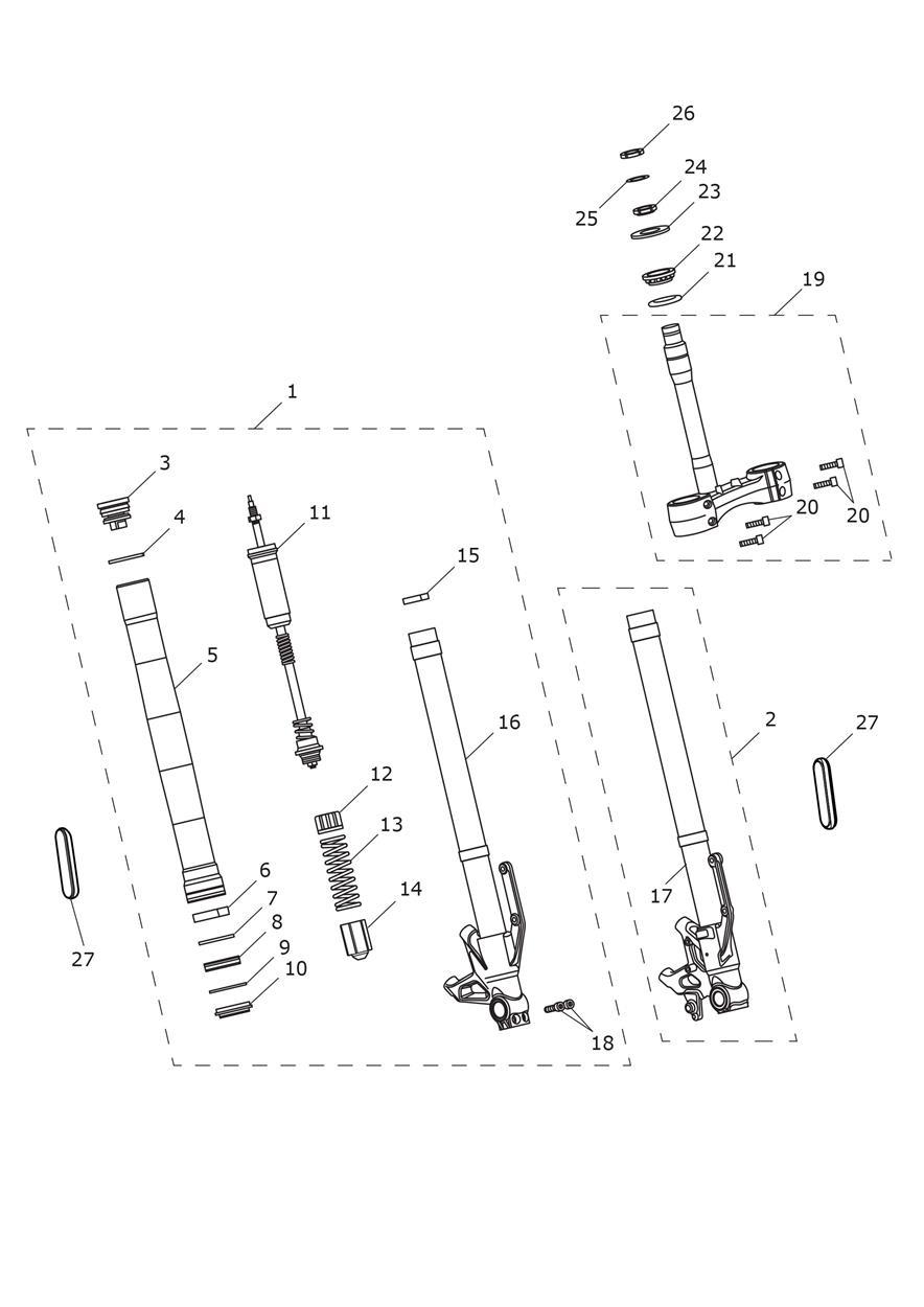 Front Forks & Yokes exploded diagram