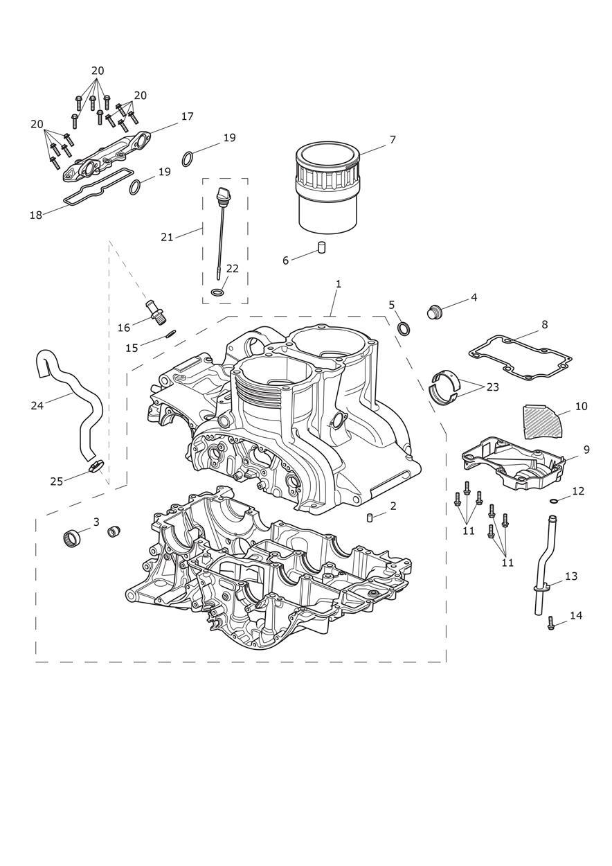 Crankcase & Fittings exploded diagram