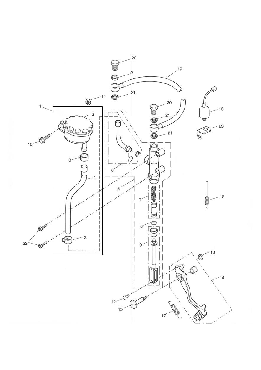 Rear Brake Master Cylinder exploded diagram