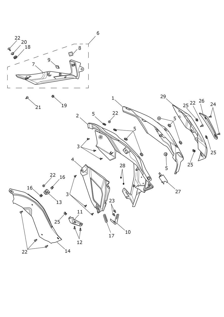 Fairings, LH exploded diagram