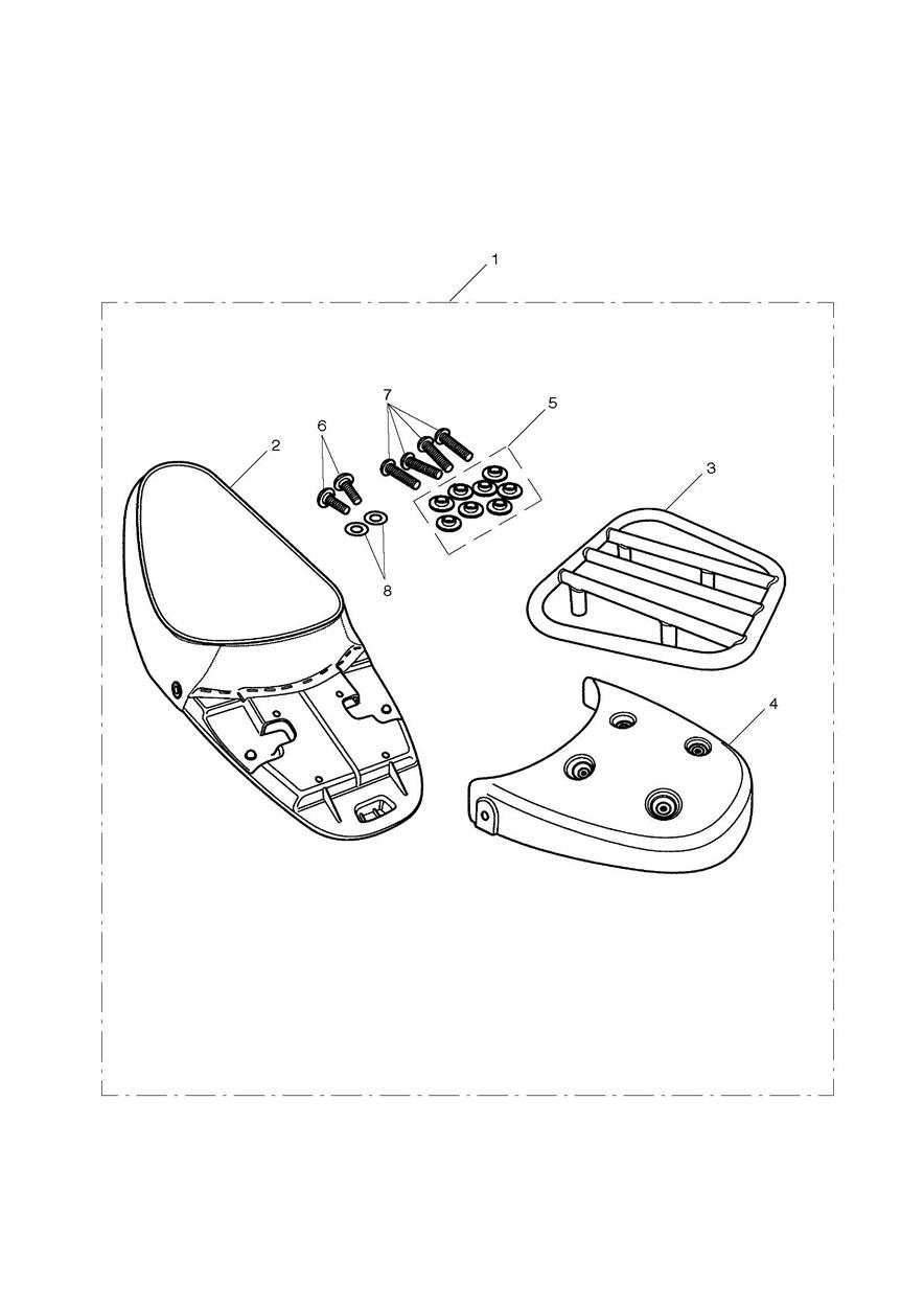 Single Seat & Rack Kit, White Piping exploded diagram