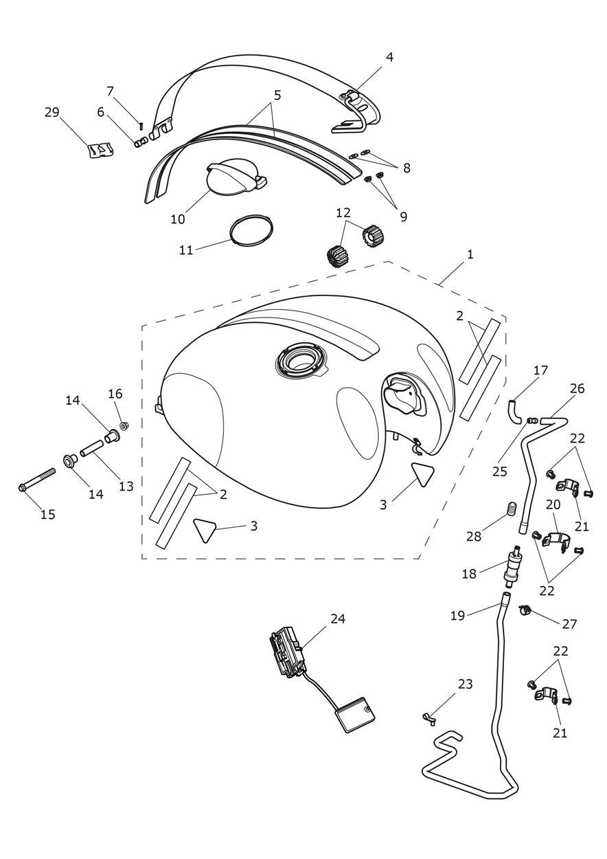 Fuel Tank - Blue, Green & Red Tanks exploded diagram