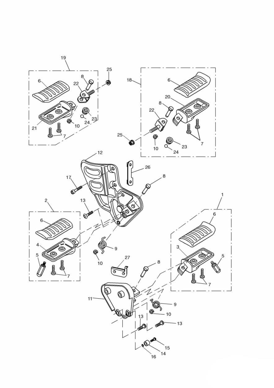 Footrests & Mountings exploded diagram