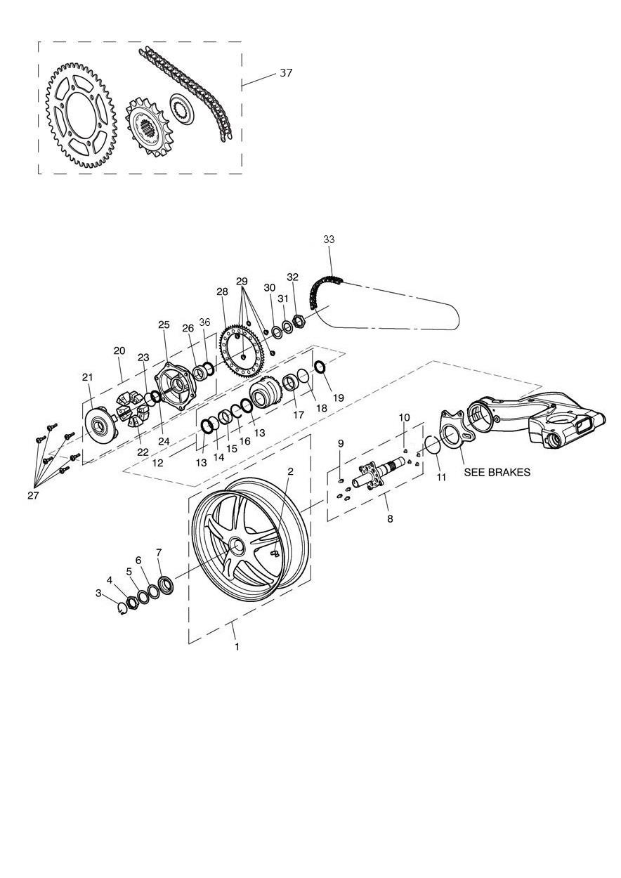 Rear Wheel & Final Drive exploded diagram