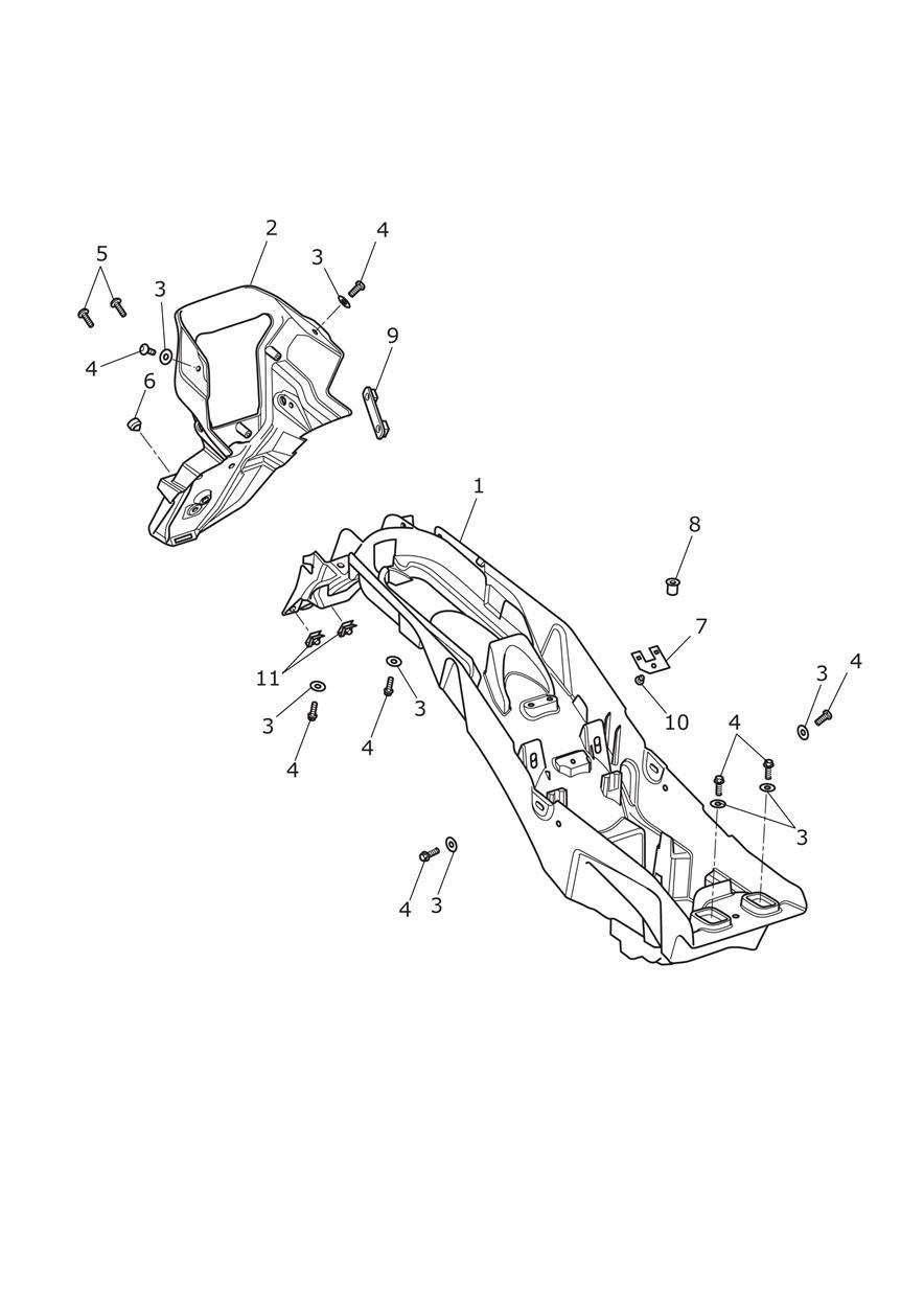 Rear Mudguard & Battery Box exploded diagram