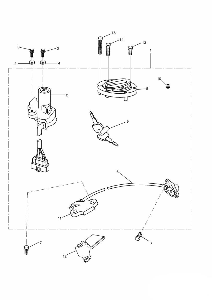 Ignition Switch/Seat Lock exploded diagram