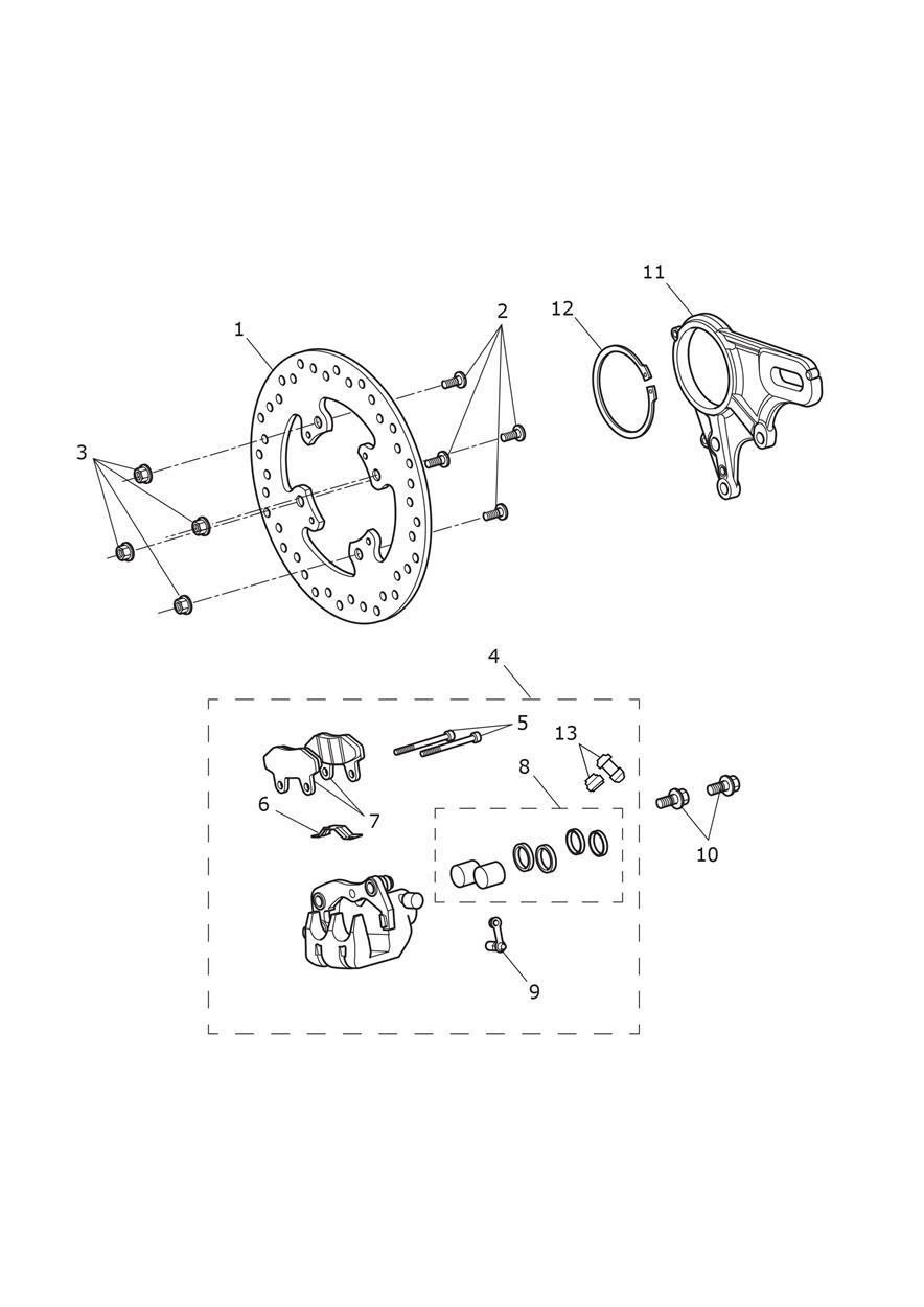 Rear Brake & Disc exploded diagram