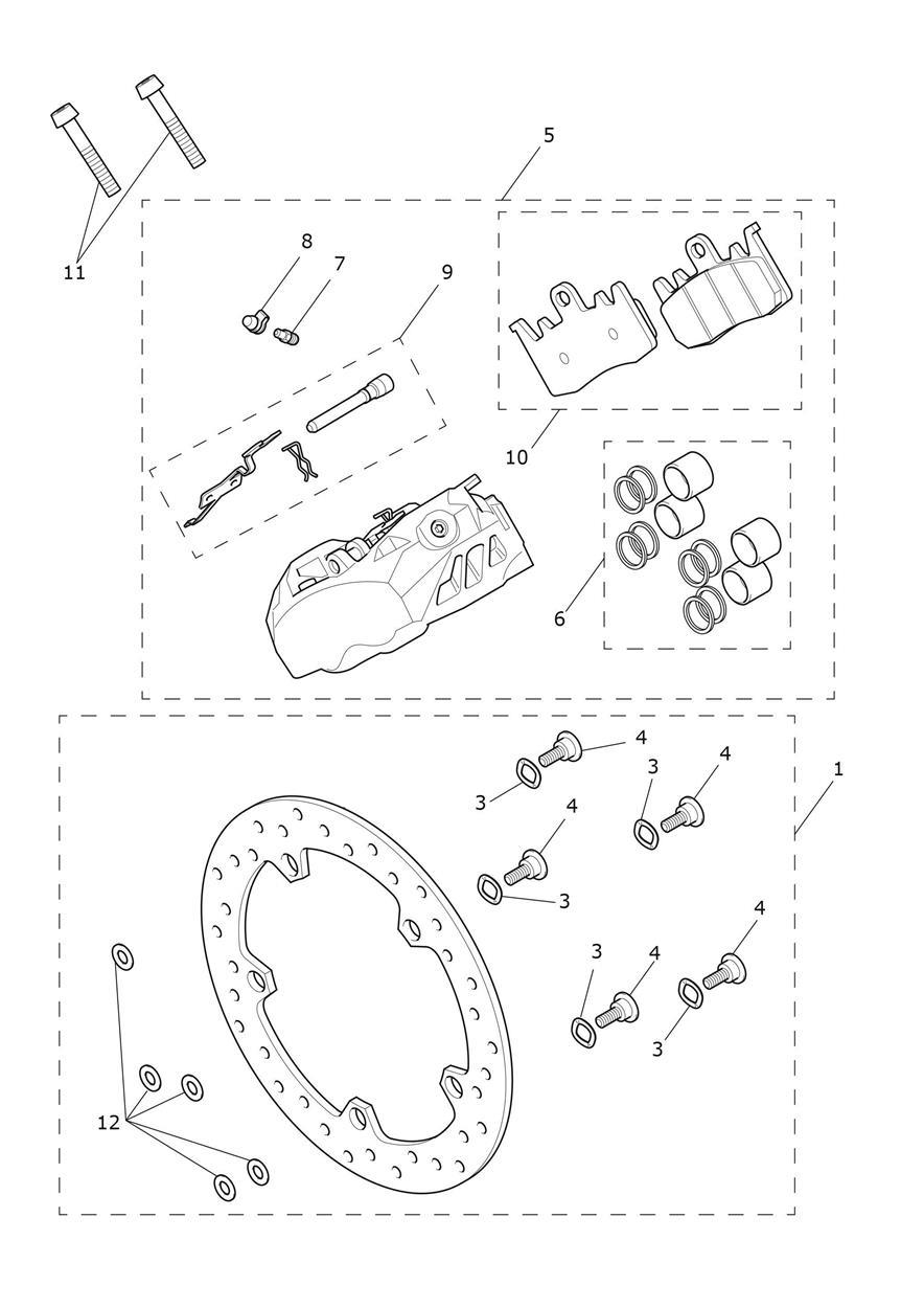Rear Caliper & Disc exploded diagram