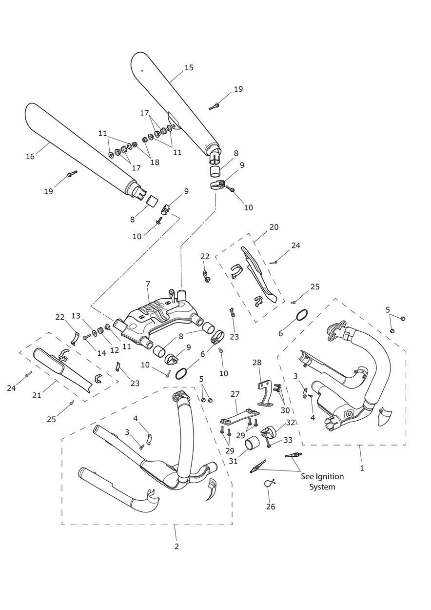 Exhaust System - UK, GR, IN, DE, ES, FR, IT, NL, PT & SE exploded diagram