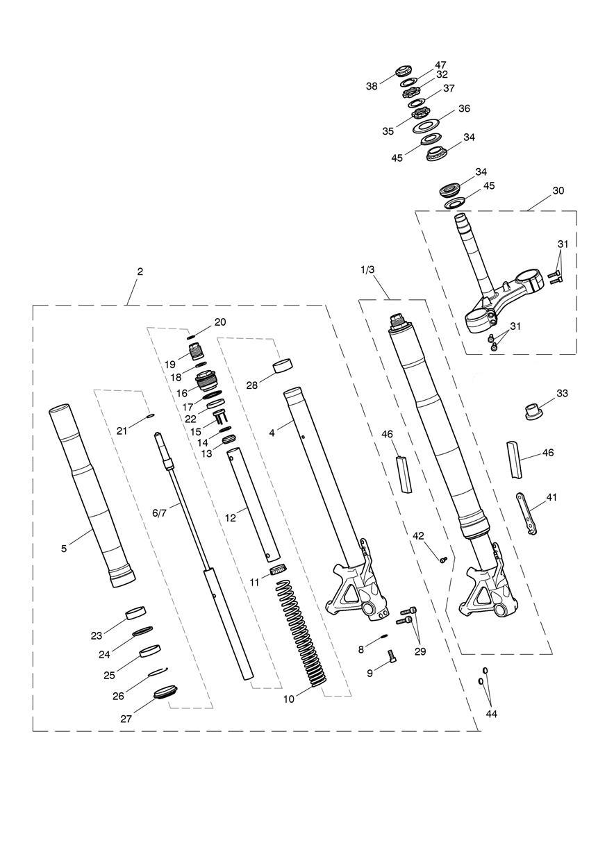 Front Forks & Yokes exploded diagram