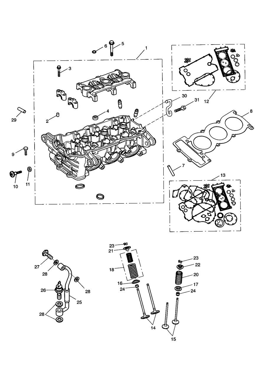 Cylinder Head and Valves exploded diagram