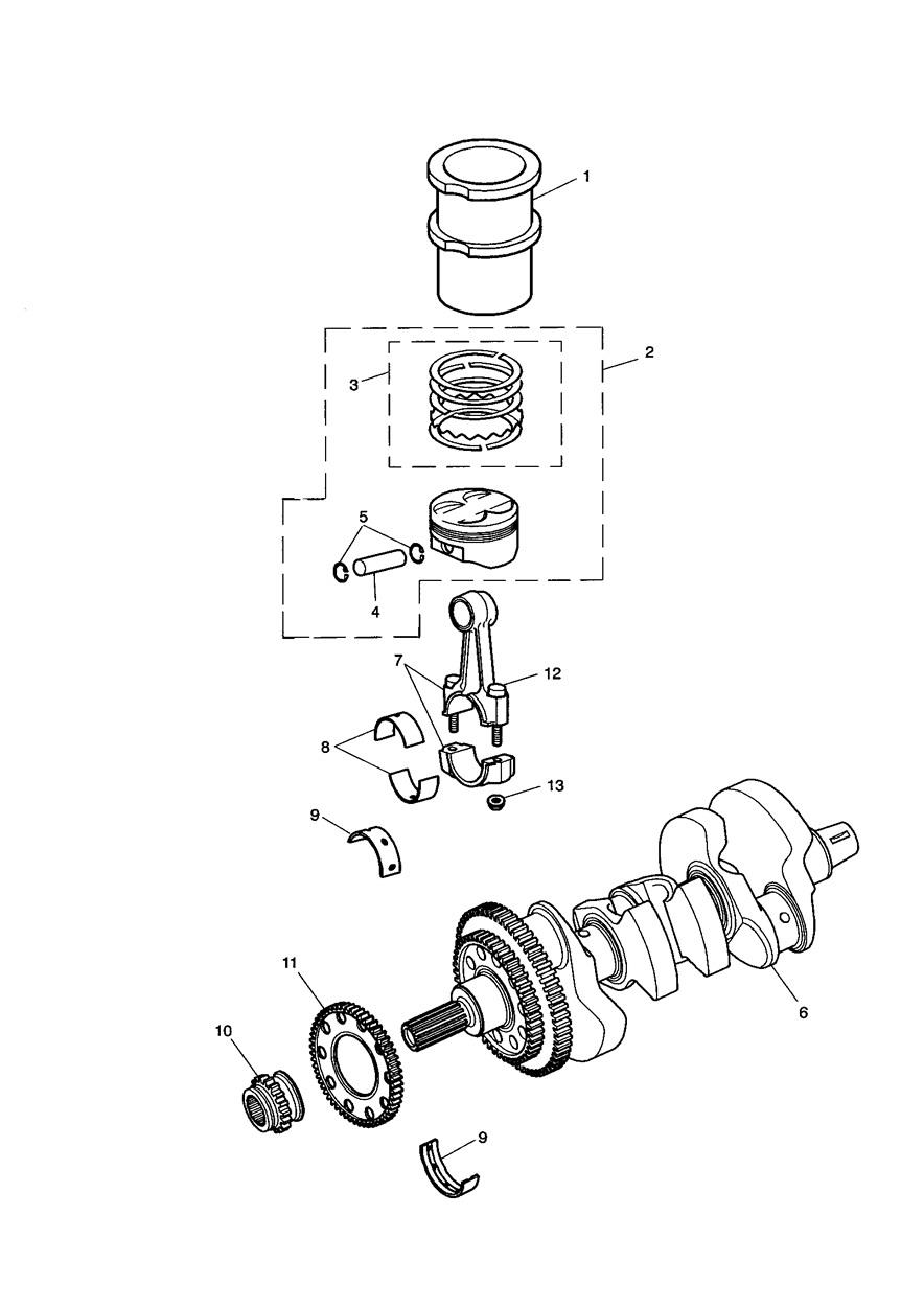 Crankshaft, Connecting Rods, Pistons & Liners exploded diagram