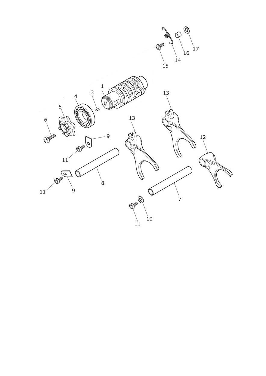 Gear Selector Drum exploded diagram