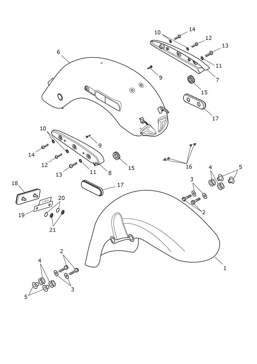 Mudguards exploded diagram