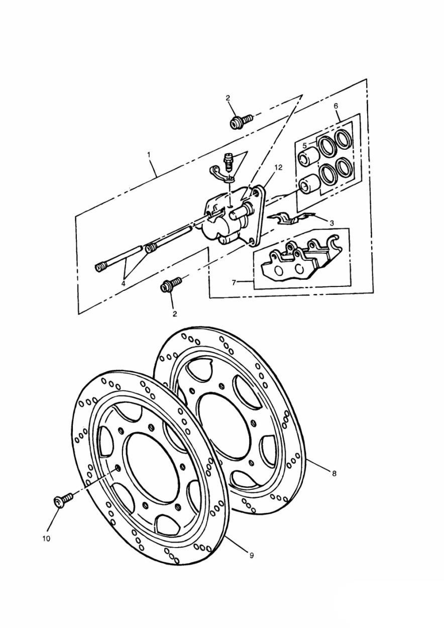 Front Brake Caliper and Disc exploded diagram