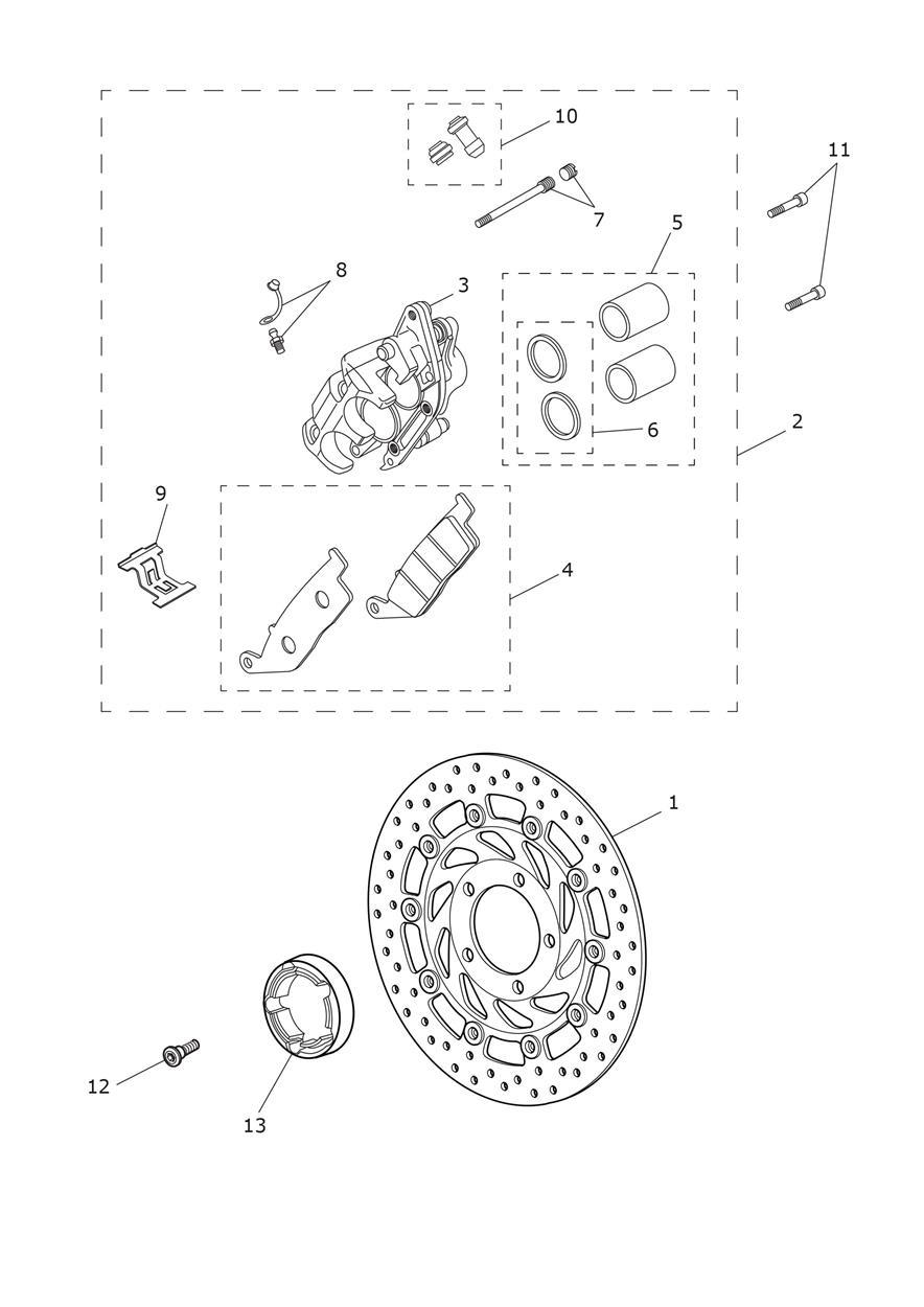 Front Brake Caliper & Disc exploded diagram
