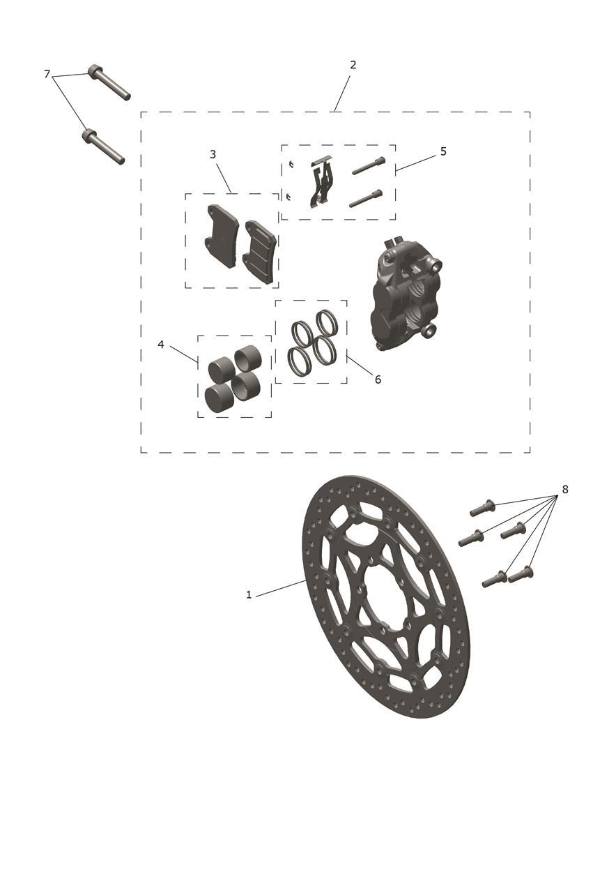 Front Brake Caliper & Disc exploded diagram