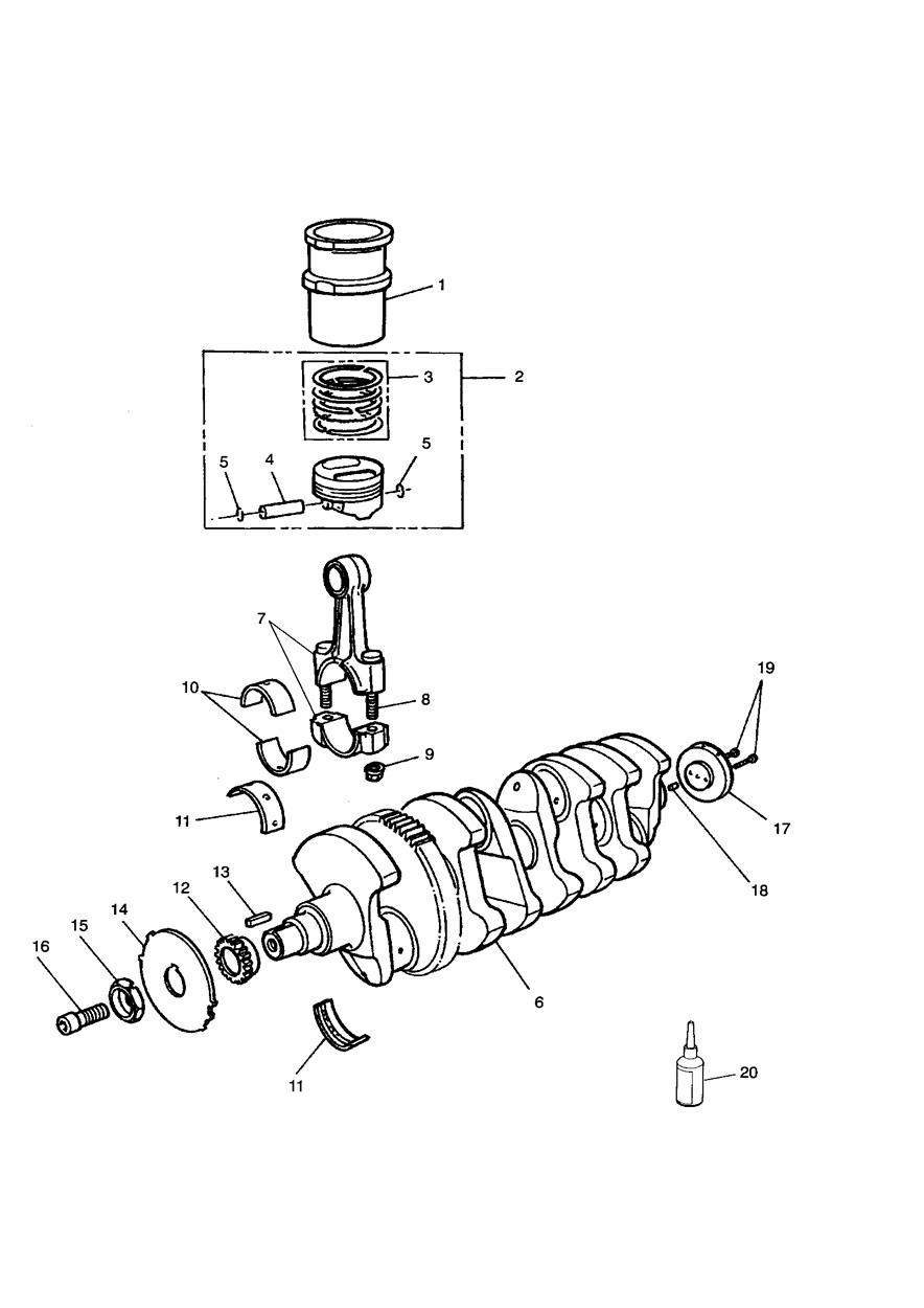 Crankshaft/Conn Rod/Pistons and Liners exploded diagram