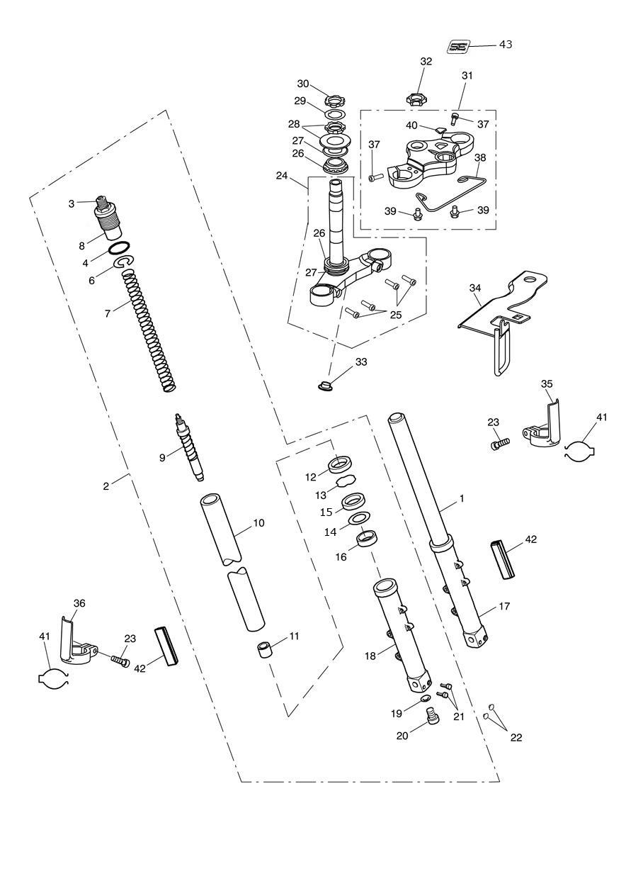 Front Forks & Yokes exploded diagram