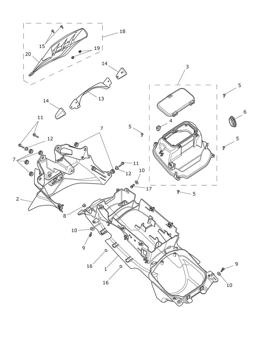 Rear Mudguard exploded diagram