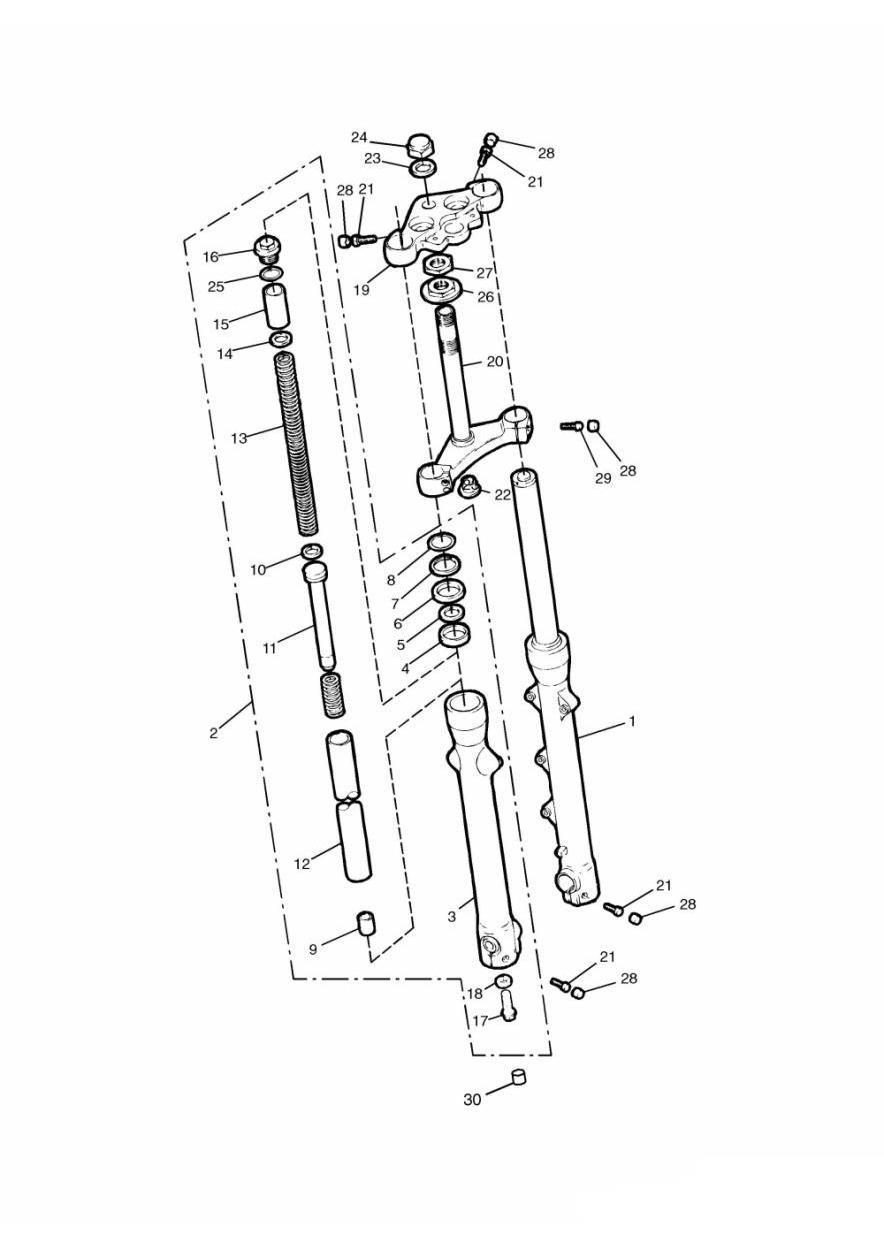 Front Forks and Yokes exploded diagram