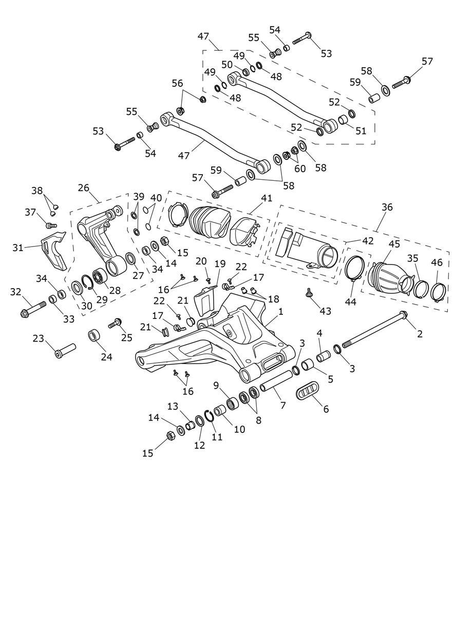 Swinging Arm Assembly exploded diagram