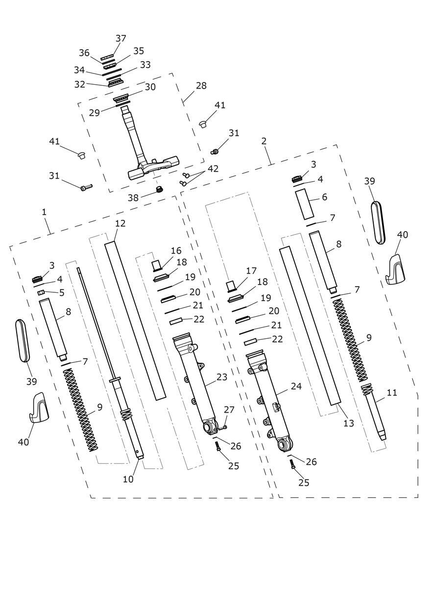 Front Forks & Lower Yoke exploded diagram