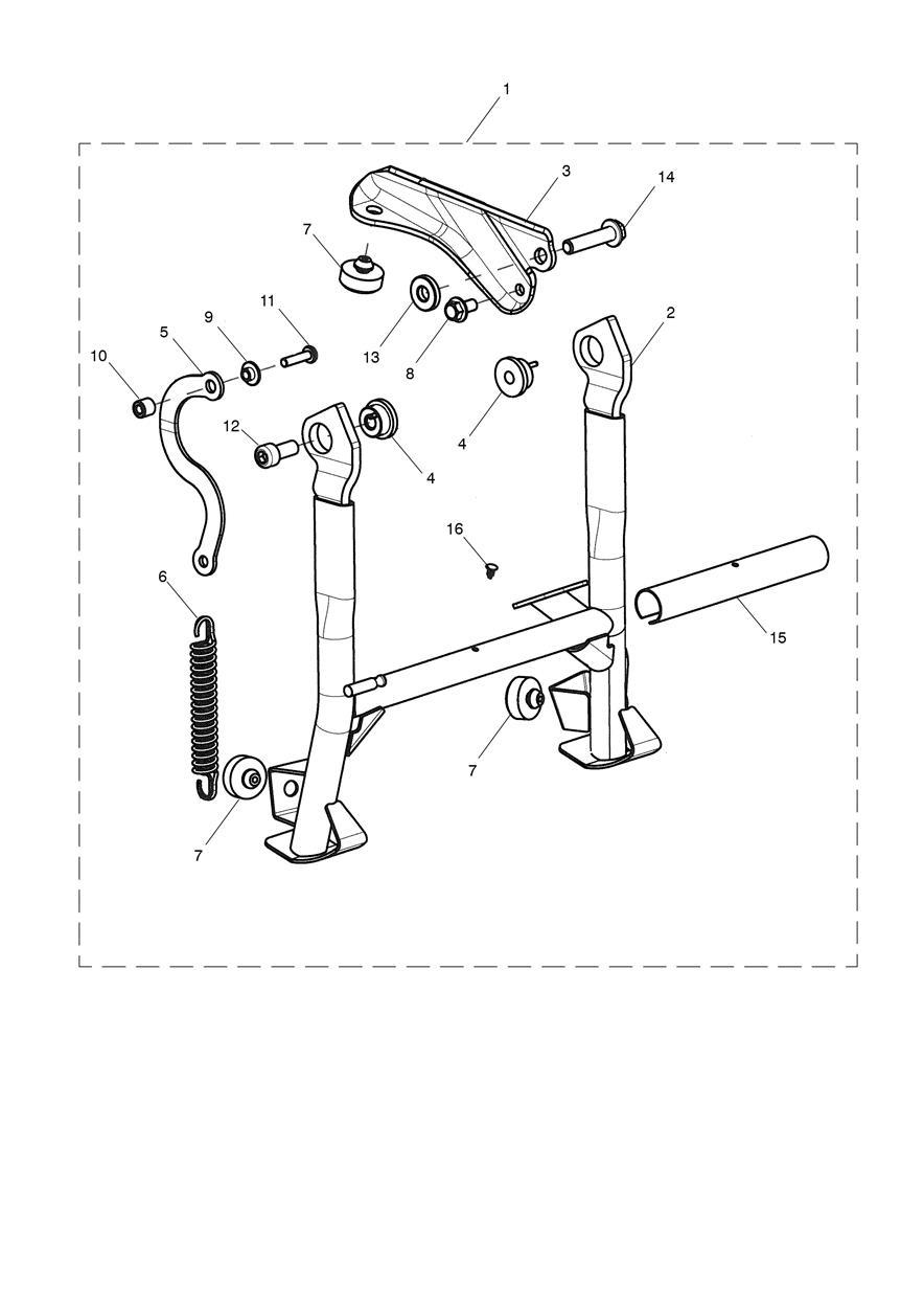 Centrestand Kit, Short exploded diagram
