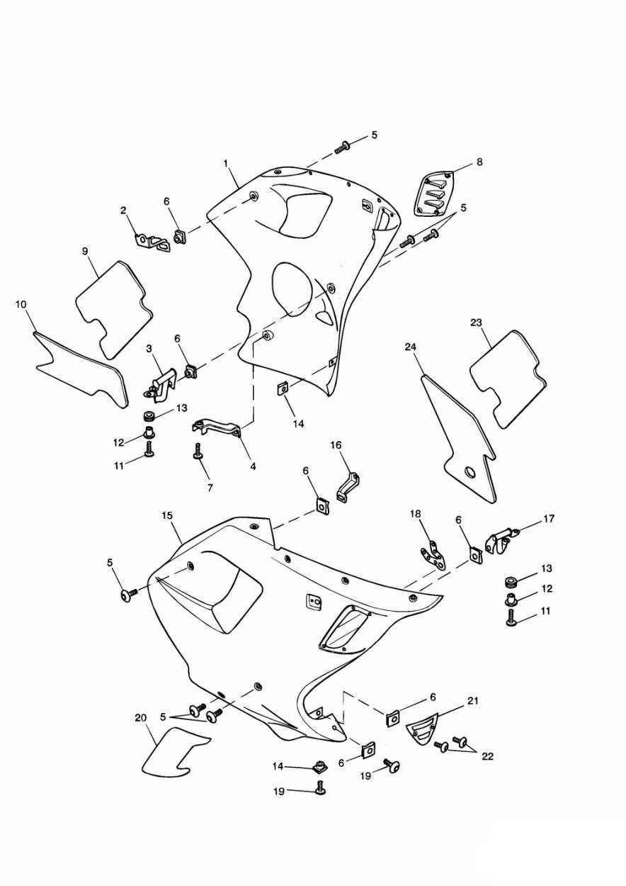 Bodywork - Side Fairings exploded diagram
