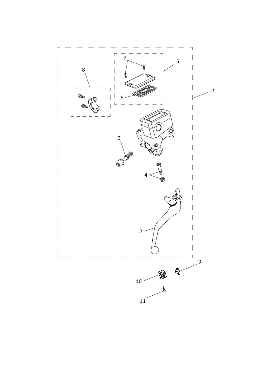 Front Brake Master Cylinder & Hoses exploded diagram