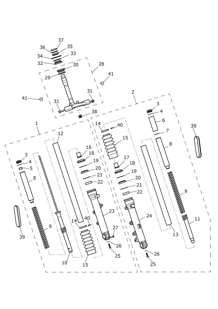 Front Forks & Lower Yoke exploded diagram