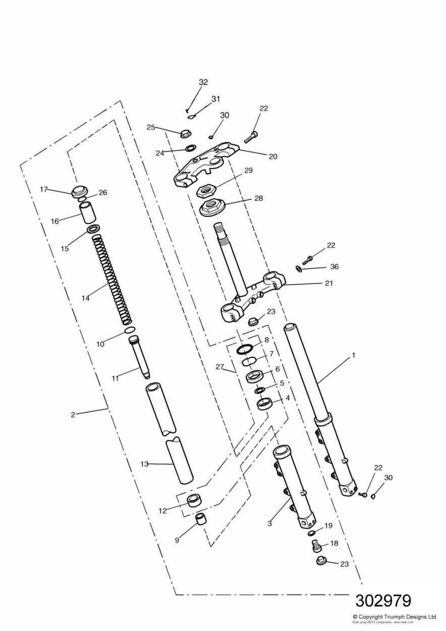Front Forks and Yokes Sprint/Sprint Executive exploded diagram