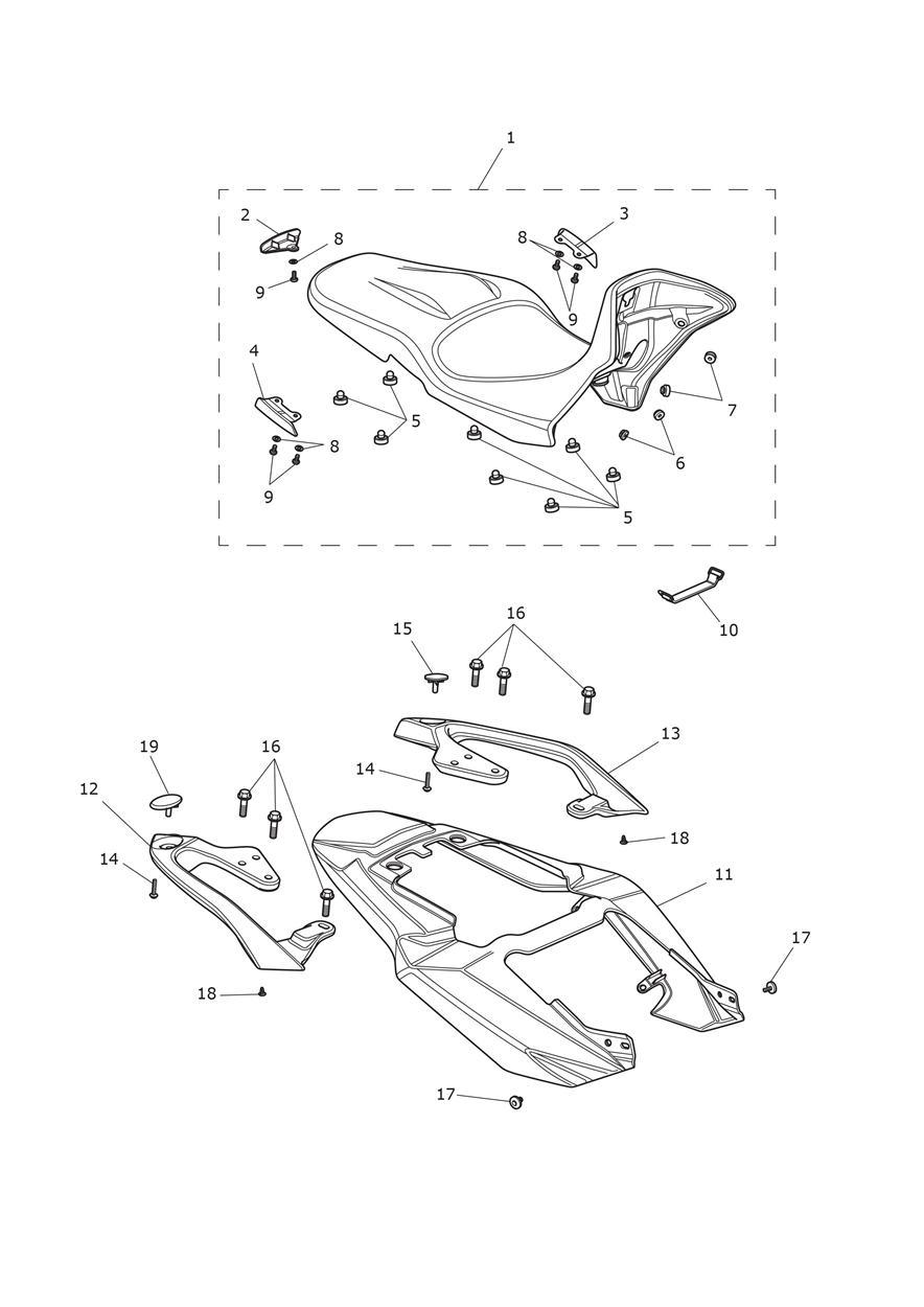 Rear Bodywork & Seat exploded diagram