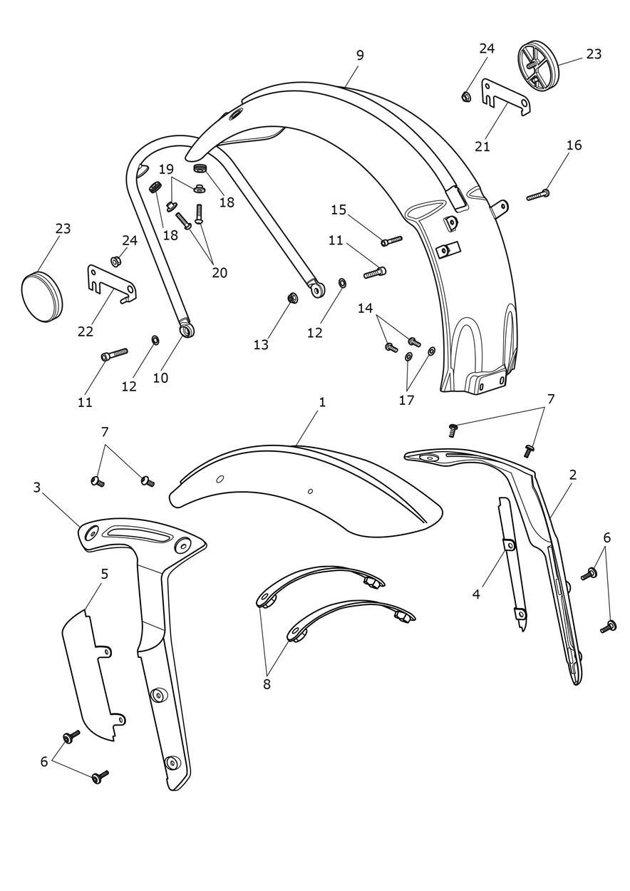 Mudguards exploded diagram